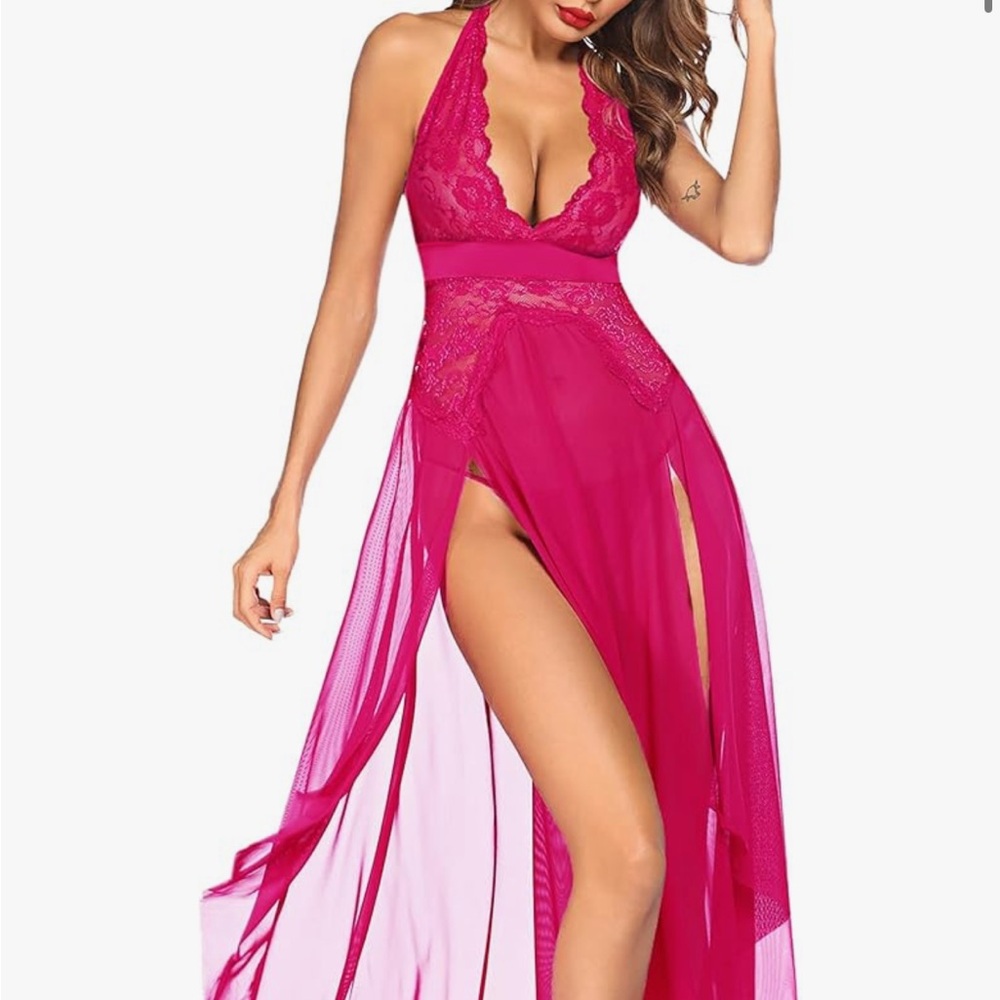 Elegant Pink Lace Nightgown